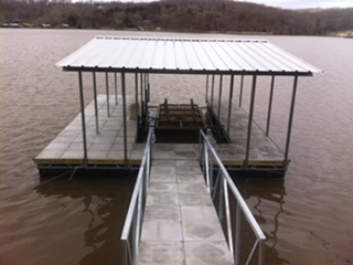 Closer view of a rectangular dock with a walkway