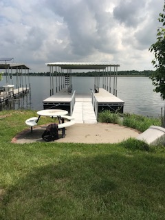 A medium-sized dock on a lake