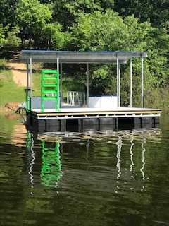 A fishing dock on a lake