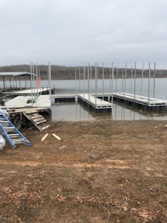 An incomplete dock being constructed
